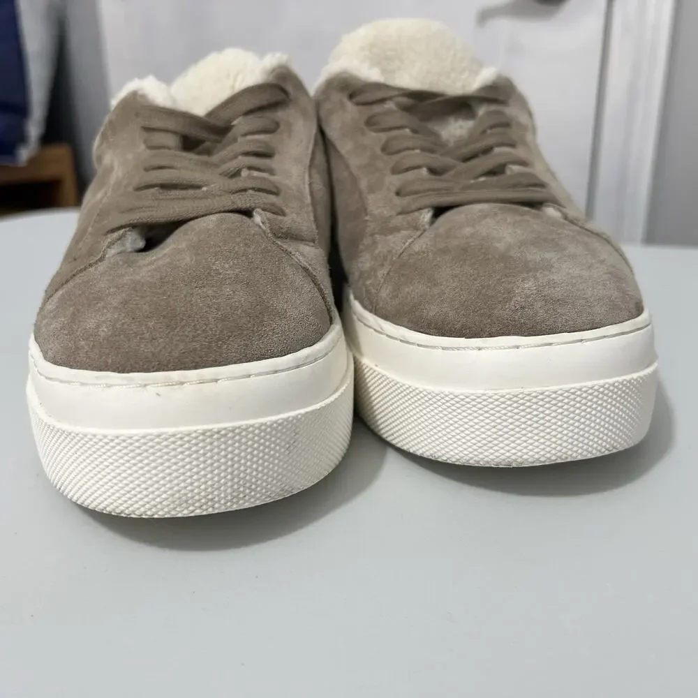 Steve Madden Women’s Size 9M Studio F Faux Shearling Lined Sneaker Taupe Suede